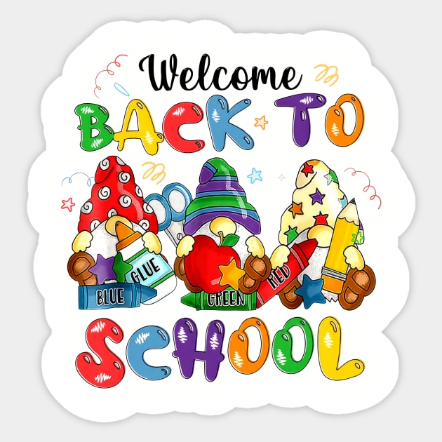 Welcome Back To School Gnomes First Day Of School Sticker by cogemma.art